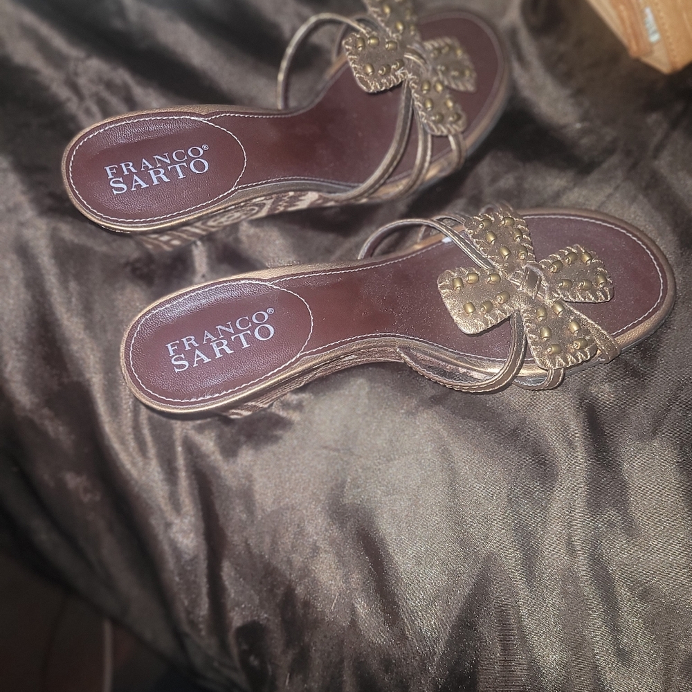 Wedge slip on sandals
